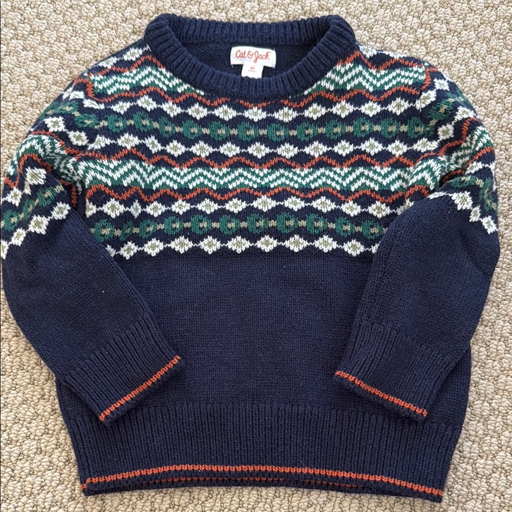 Cat & Jack Blue and Green Knitted Sweater